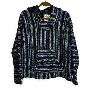 Baja Joe Vintage Hoodie Men’s Large Surfer Skater Midnight Toker Pouch Knitted